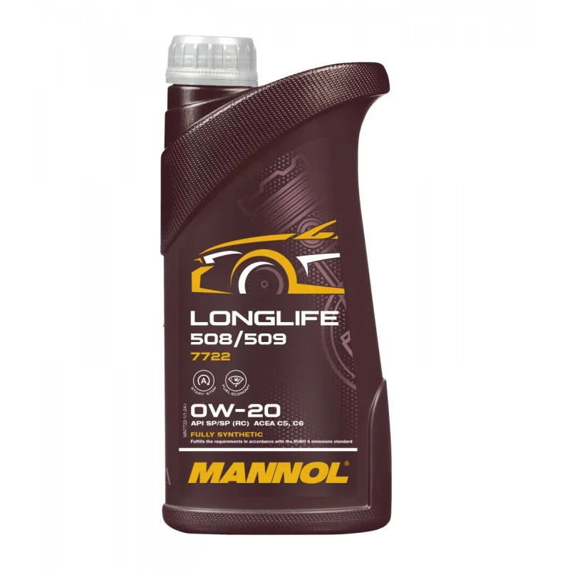 Синтетикалық мотор майы 7722 MANNOL LONGLIFE 508/509 0W20 1 л